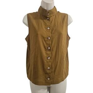 ANN TAYLOR Sleeveless Buttondown Blouse Dark Yellow Size S
